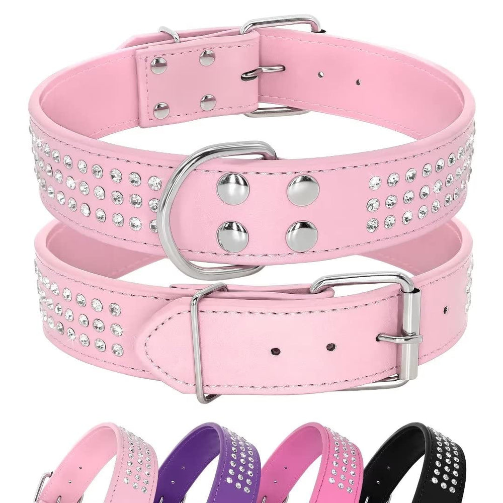 Berry Pet Rhinestones dog collar side view with sparkling crystals for stylish walks.