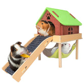 BESNEW 3-in-1 guinea pig hammock showing space-saving design for play and rest.