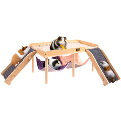 BESNEW enlarged guinea pig hammock platform offers a roomy resting and play area for small pets.