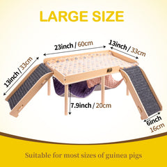 BESNEW guardrail platform highlights secure perch for guinea pigs during climbing.