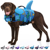 Bess Bridal dog life jacket shark fin boosts water visibility and safety.