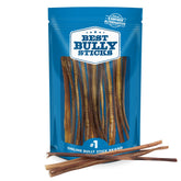Best Bully Sticks 12-inch odor-free bully sticks closeup, showing natural beef chews for large dogs.