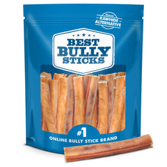 Best Bully Sticks 6inch jumbo pack image shows a thick chew for extended chewing sessions.