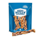 Best Bully Sticks braided 6-inch dog chews for large dogs’ entertainment.