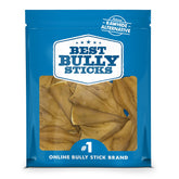 Best Bully Sticks cow ears pack open shows natural dog treats for long chew sessions.