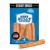 Best Bully Sticks Hickory Smoked Jumbo 6 Inch Pack Front — natural odor-free beef chews for dogs.