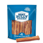 Best Bully Sticks thick 6-inch packaging image shows a long-lasting chew option for large dogs.