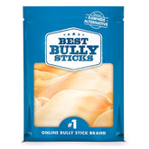 Best Bully Sticks thick-cut cow ears package view, natural grass-fed protein for dogs.
