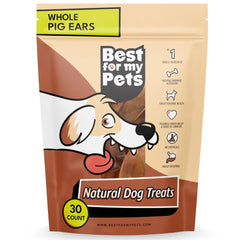 Best For My Pets pig ears whole-pack image highlighting natural, single-ingredient chew for dental comfort.