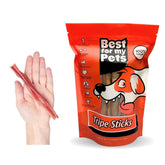 Best For My Pets Tripe Sticks chew close-up highlighting texture for dental cleansing