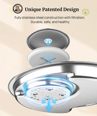 BEST JAJA dog water fountain top-view highlights 7L capacity for multi-dog households.