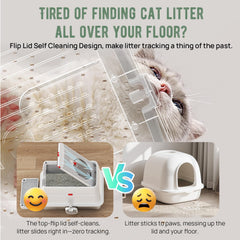 BEST JAJA stainless steel cat litter box flip lid 160 shows easy cleaning with full access