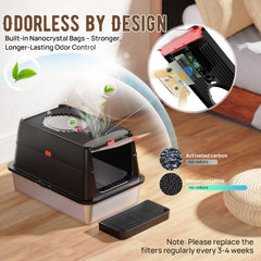 BEST JAJA flip lid self-cleaning feature helps minimize litter tracking
