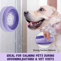 Bestalk dog lick bowl side view shows suction cups for secure horizontal or vertical use