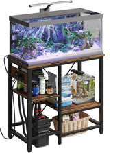 Bestier 30x13 metal aquarium stand front view shows sturdy build and integrated power outlets.