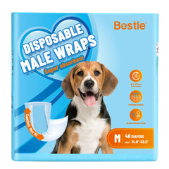 Bestle male dog wrap packaging demonstrates easy, quick changes for on-the-go care.