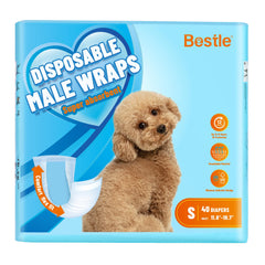 Bestle male dog wrap packaging showing disposable diapers for easy cleanup