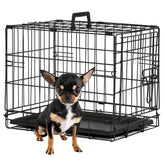 BestPet 18-inch foldable dog crate in black for secure travel and home use.