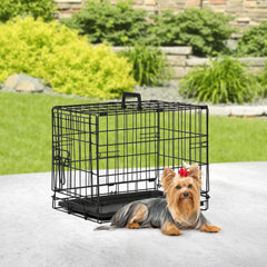 BestPet dog crate front view highlights dual-door design for easy loading.