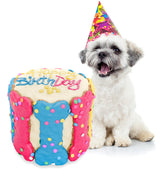BETAPET dog birthday cake slice on a plate—crunchy, celebratory treat for pups.