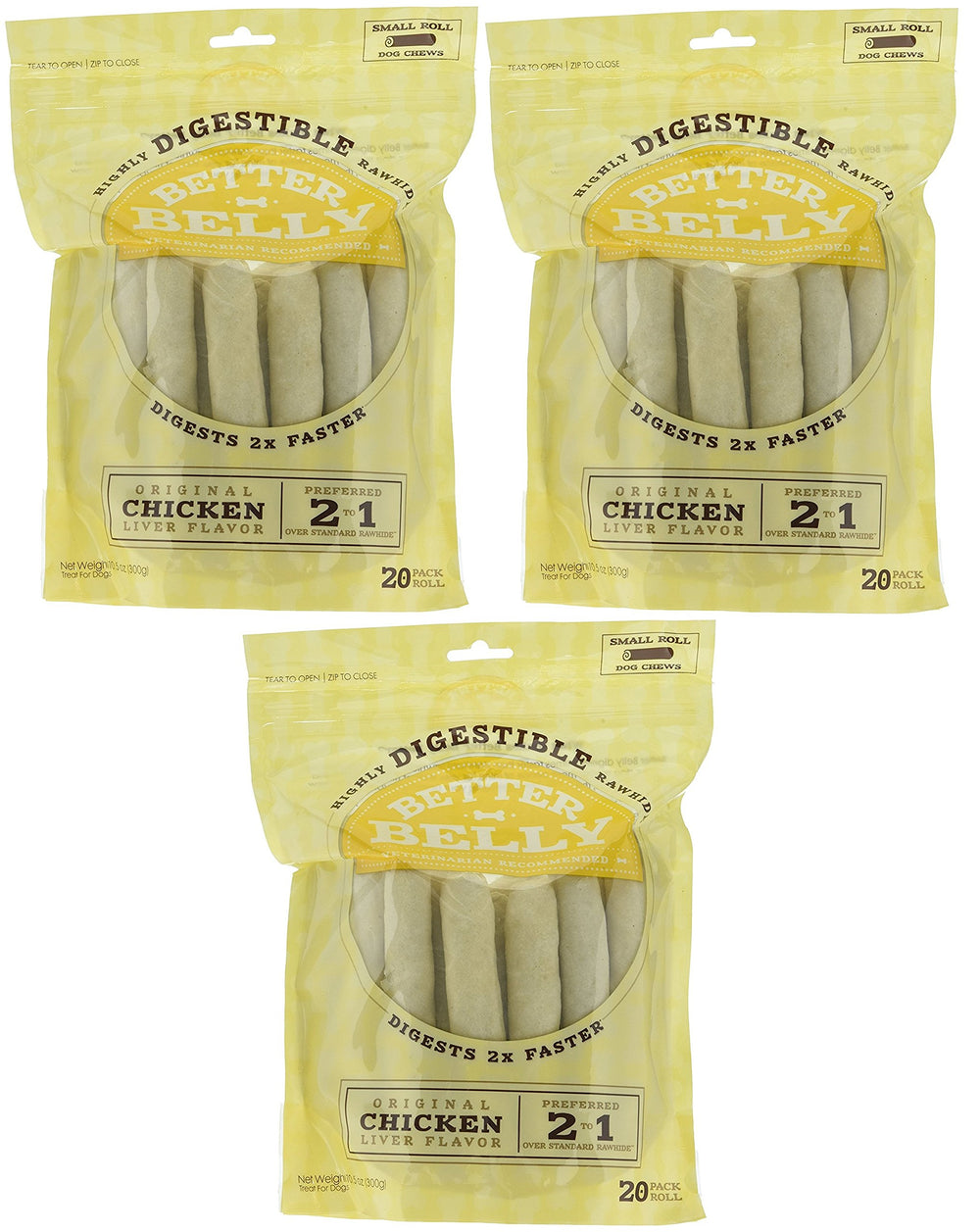 Better Belly Small Roll Bones pack image for training rewards and treats.