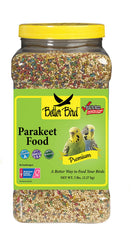 Better Bird Premium Parakeet Food jar front view for easy daily feeding.