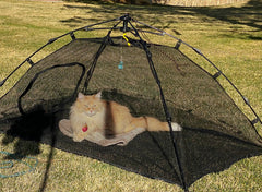 BETYMAN Outdoor Cat Tent shows 55x35 inch footprint for roomy play areas.