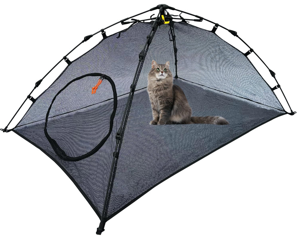 BETYMAN Outdoor Cat Tent setup shows fast, tool-free assembly for easy outdoor fun.
