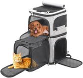 Beviliu expandable cat backpack with 7-window ventilation for airflow on outings.