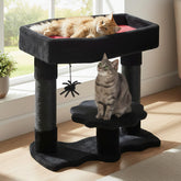 BEWISHOME Cat Tree Tower coffin bed provides a private hideaway for cats to nap.