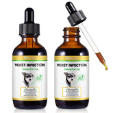 Beyxdu yeast treatment bottle pour demonstrates easy dosing for dogs.
