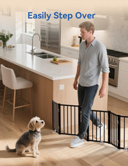 BFNN Metal Short Dog Gate 72-wide freestanding blocks stairs and doorways