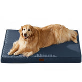 BFPETHOME outdoor dog bed navy front view emphasizes durable waterproof fabric for outdoor lounging