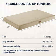 BFPETHOME beige rectangular bed sprawled for large-dog comfort