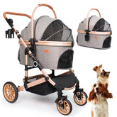 Bicystar pet stroller front-angle grey for a smooth, confident walk with pets.