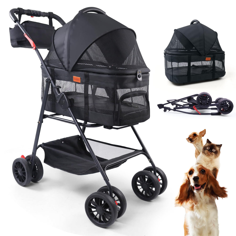 Bicystar pet stroller front view showing compact travel-friendly design for small pets.