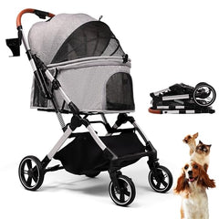 Bicystar pet stroller front view with all-terrain wheels for smoother outdoor rides