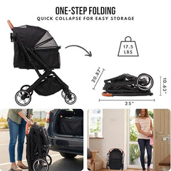 Bicystar pet stroller side view showing roomy interior for pets up to 45 lbs