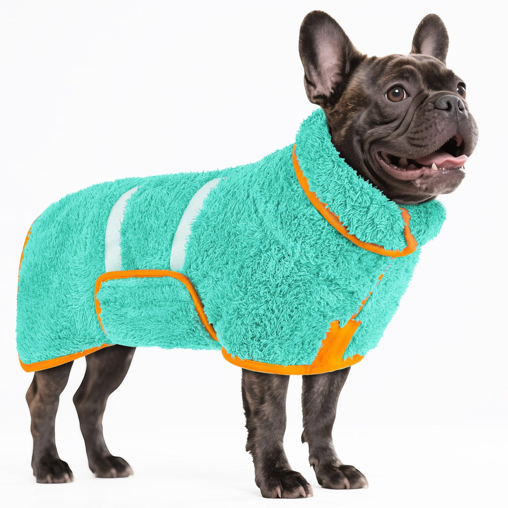 Bienbee dog bathrobe quick-dry fleece in action after bath