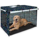 Bienbee dog crate cover front view demonstrates windproof, breathable fabric for a calmer crate.
