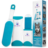 Big Bang Paws pet hair remover brush on clothing for fur-free outfits.