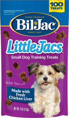 Bil-Jac Little Jacs Liver Treats packaging shown for convenient rewards.