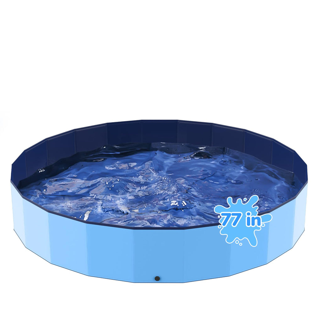 Bilibara 77'' foldable dog pool ready for outdoor cooling and play.