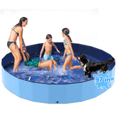 Bilibara 97-inch foldable dog pool full view highlights oversized space for large dogs and family fun.