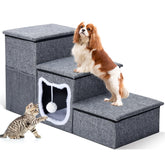 Bilibara dog stairs folded compactly for storage and easy transport