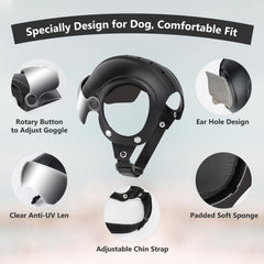 Billionchains dog helmet ABS shell provides sturdy head protection.