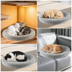 Billionchains round cat bed outer 19-5 diameter shows spacious donut design for lounging.
