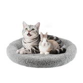 Billionchains round cat bed plush interior delivers cozy warmth for resting cats.