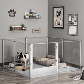 BingoPaw clear-dog-playpen-side-view highlights robust acrylic panels for safe containment.