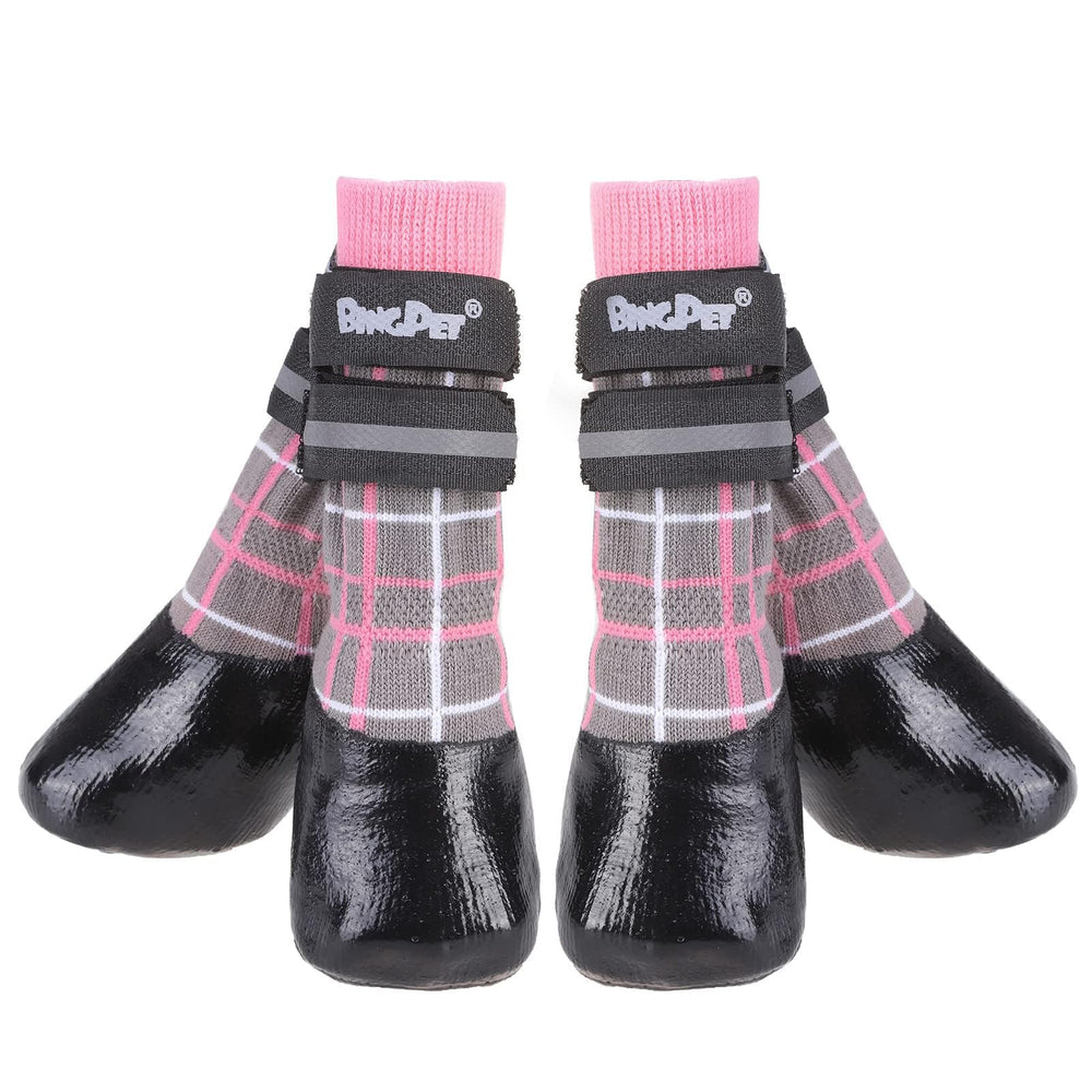 BINGPET anti-slip dog socks with soft rubber bottom for secure hardwood traction.